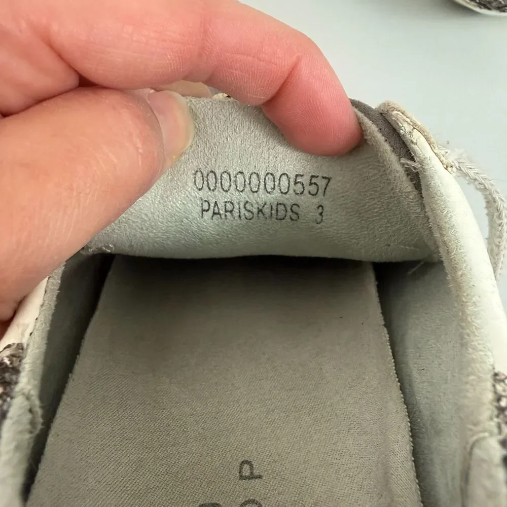 SHU SHOP Kids Paris Sneakers White Gray Pink Star Shoes Size 3